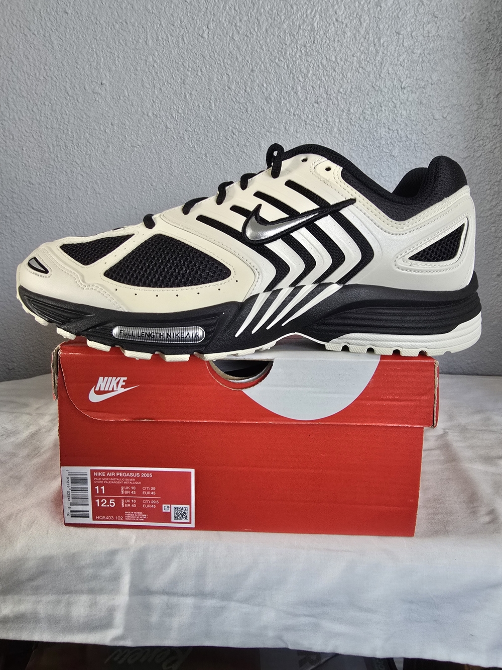 Nike Air Pegasus Running Shoe in Black and Cream